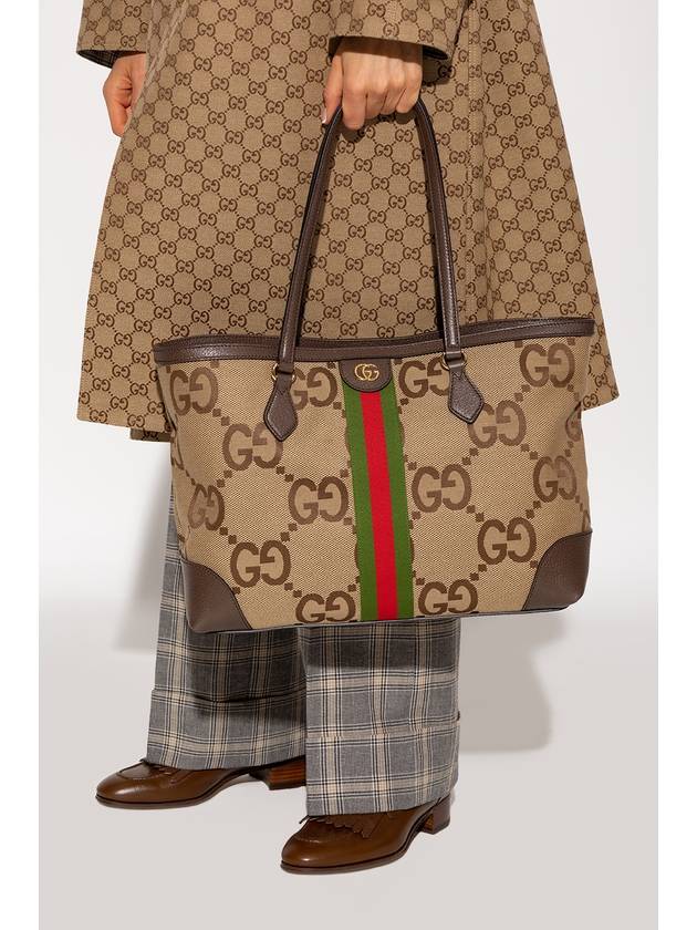 Luxury Gucci Trending 2025 Ophidia Jumbo GG Medium Canvas Tote Bag Camel Brown