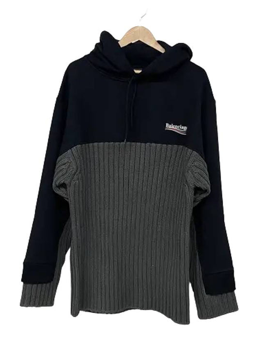 Luxury Balenciaga Wave Logo Knit Hoodie Black