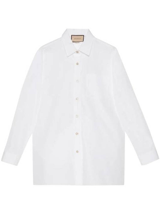 Luxury Gucci Trending 2025 Women's Logo Embroidery Cotton Shirt White