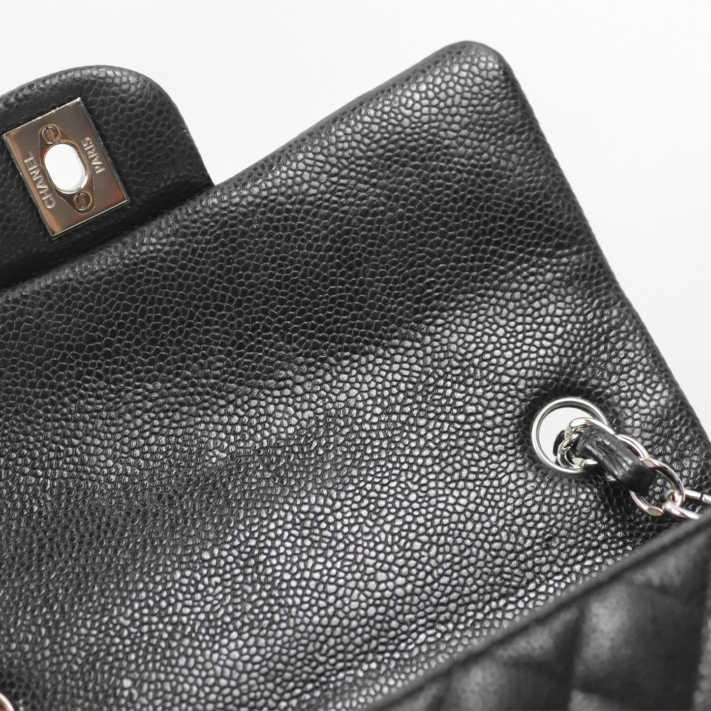 Chanel Classic Quilted Mini Rectangular Flap Black Caviar Silver Hardware