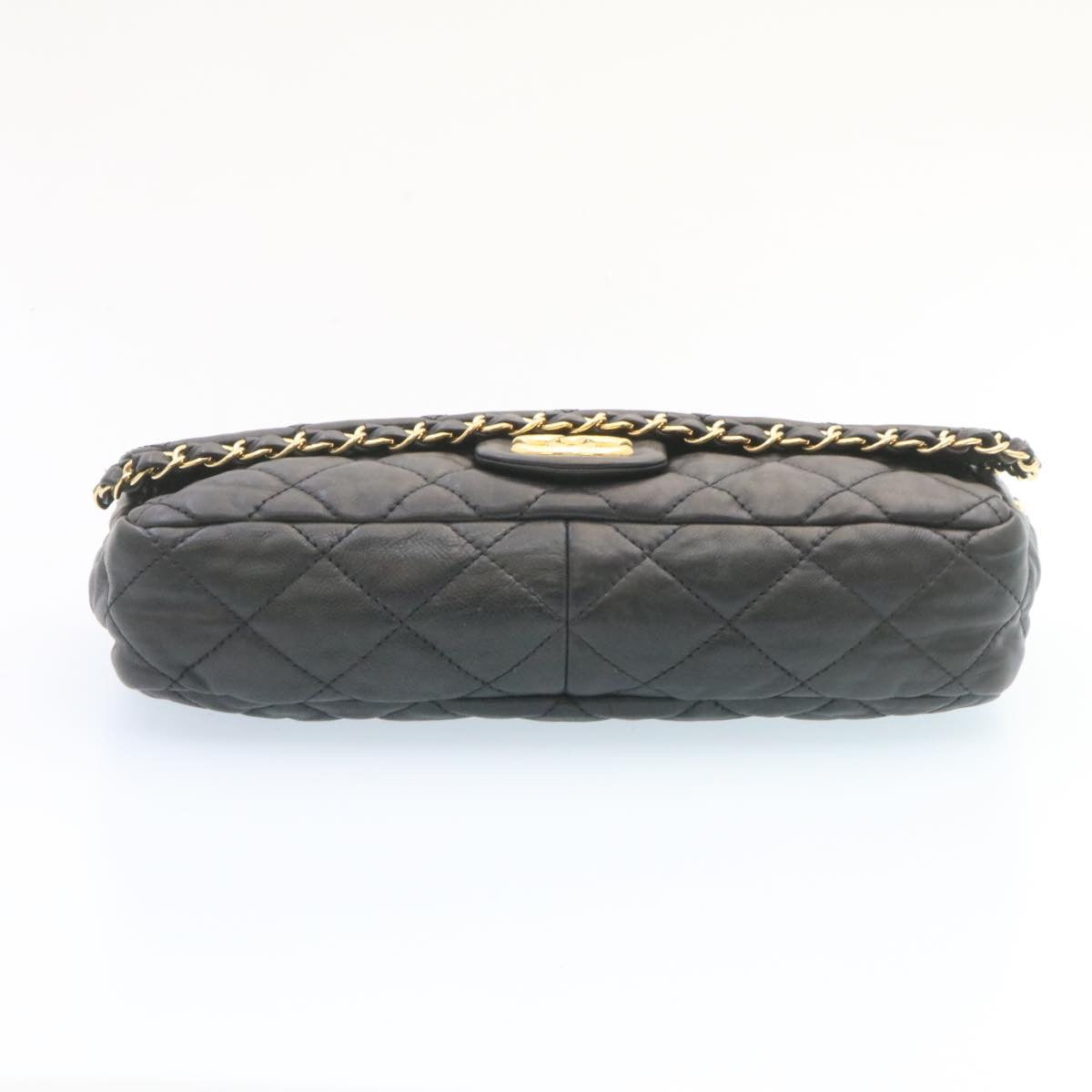 CHANEL Matelasse Chain Flap Shoulder Bag Lamb Skin Black Gold CC  27027A
