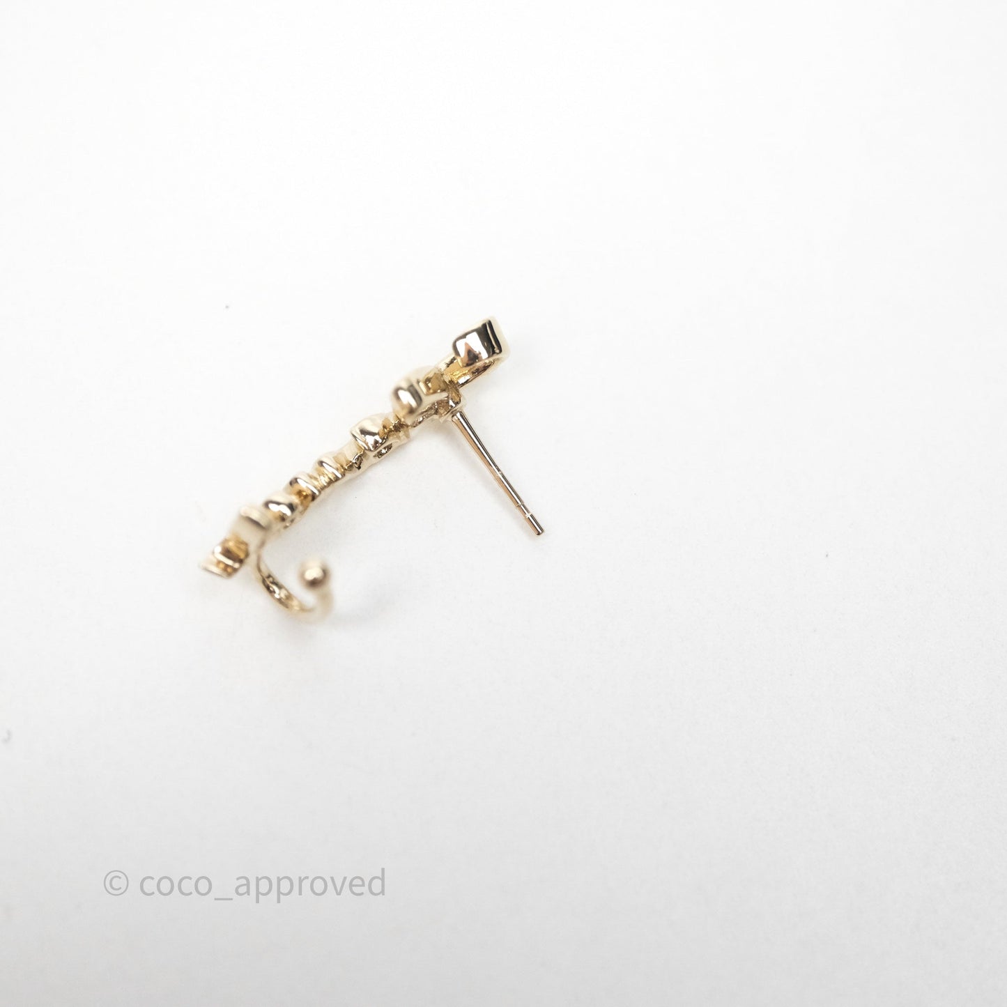Chanel CC Coco Crystal Earrings Ear Cuff Gold Tone 22P
