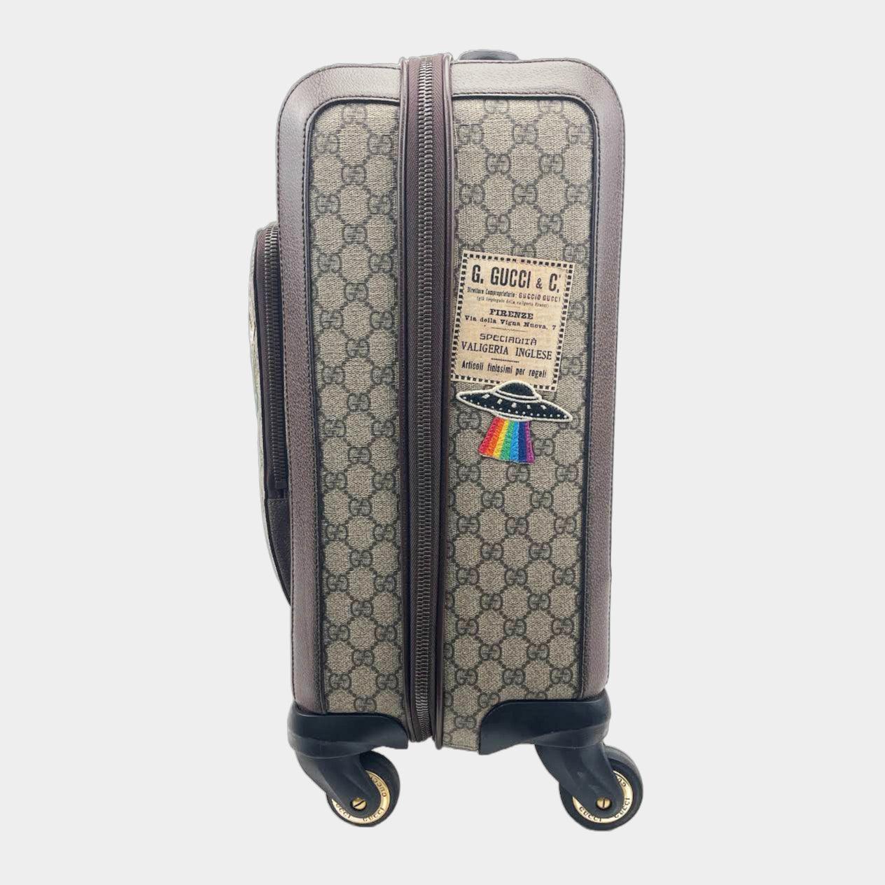 Luxury Gucci GG Supreme Carry-On Suitcase- Travel Patches
