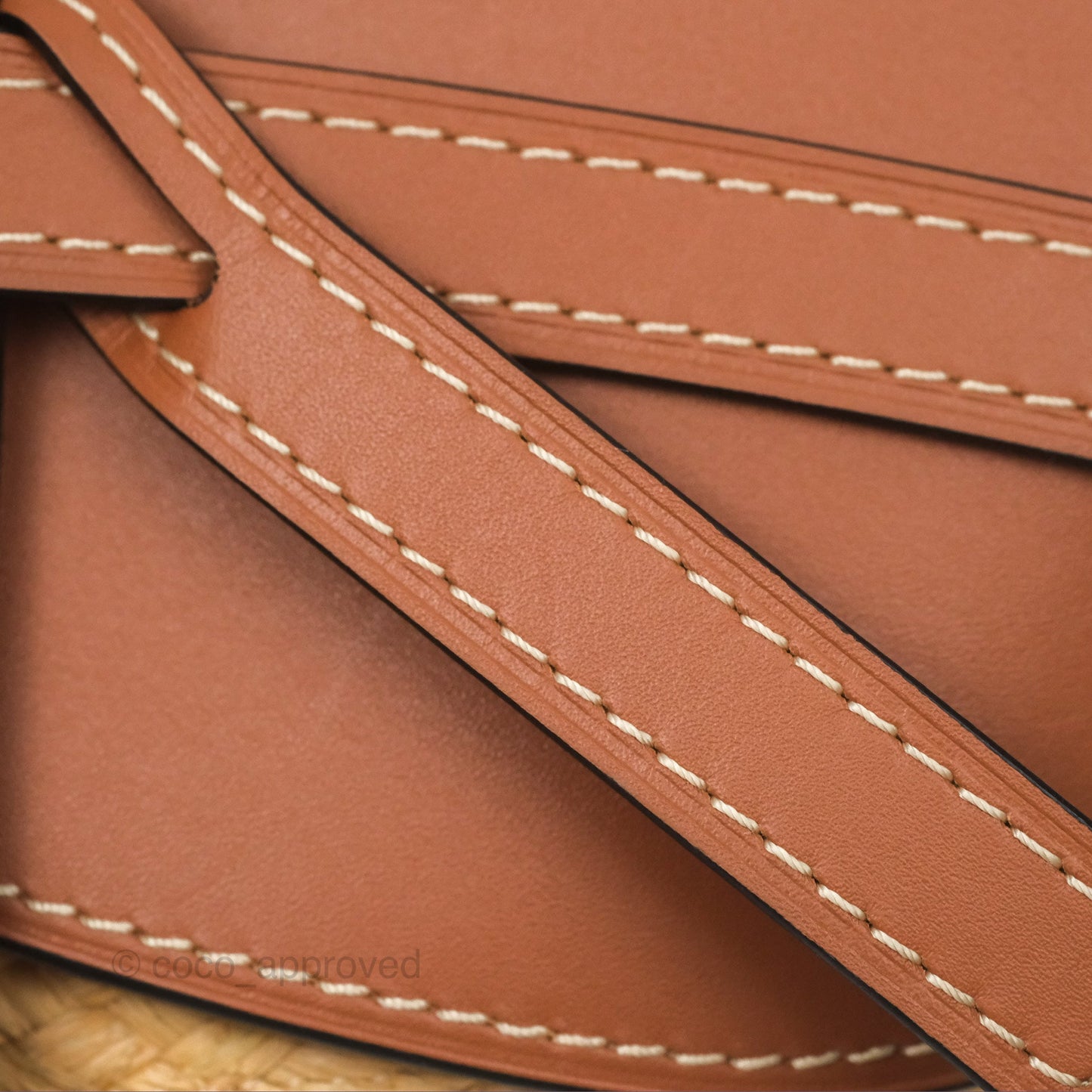 Loewe Small Raffia Gate Bag Smooth Calfskin in Tan
