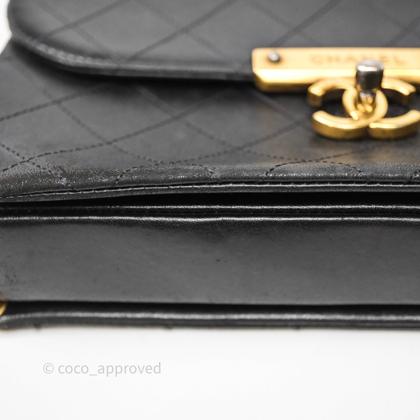 Chanel Quilted Flap Bag Black Calfskin Aged Gold Hardware