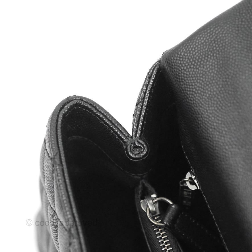 Chanel Medium Coco Handle Quilted Black Caviar Lizard Handle Ruthenium Hardware