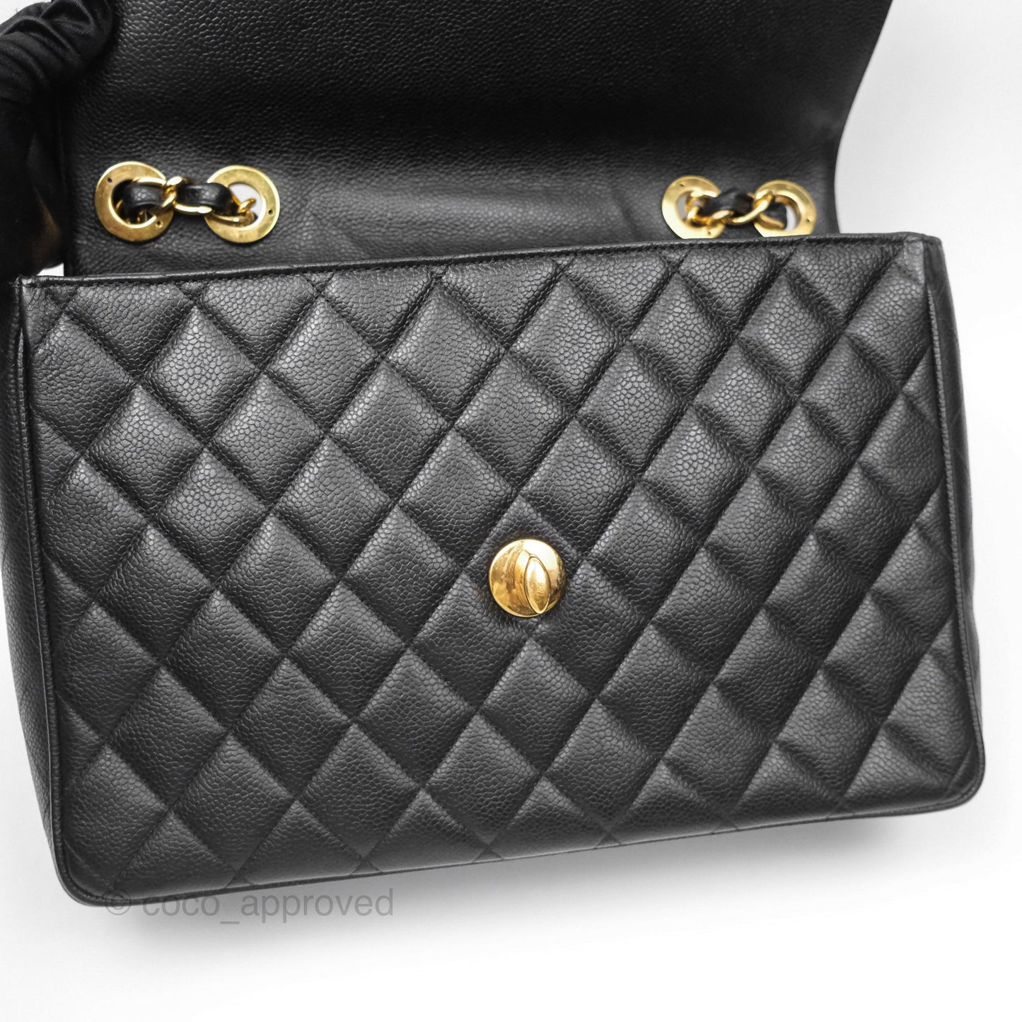 Chanel Vintage Jumbo Single Flap Black Caviar 24K Gold Hardware