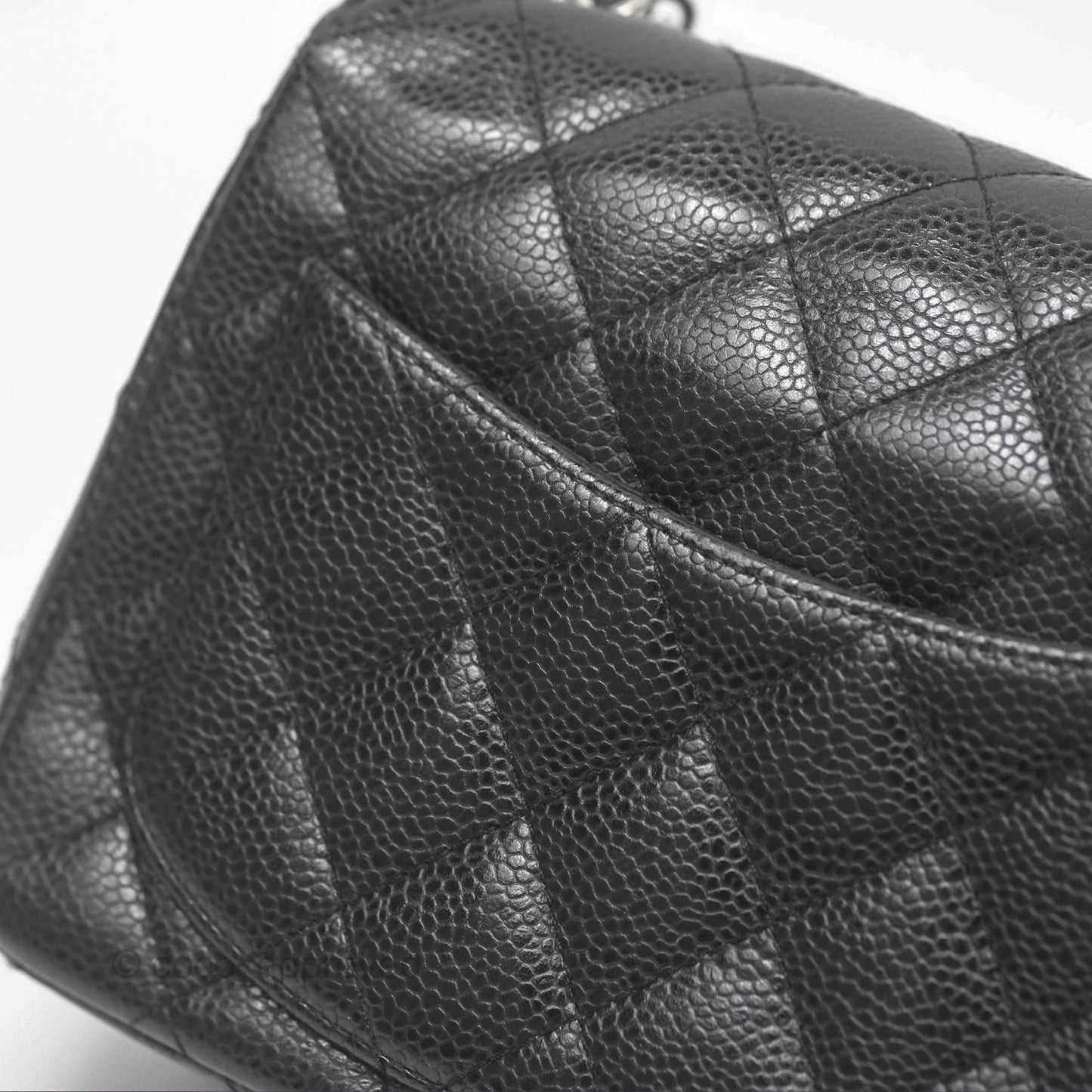 Chanel Mini Square Flap Quilted Black Caviar Silver Hardware