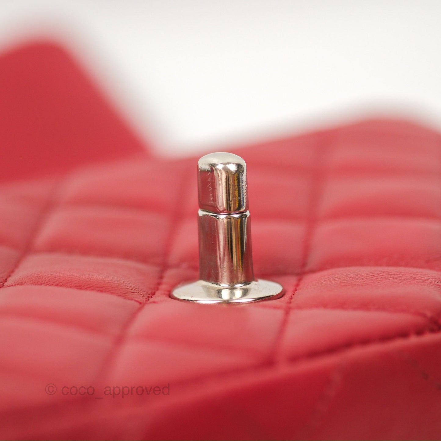 Chanel Quilted Mini Rectangular Flap Red Lambskin Silver Hardware