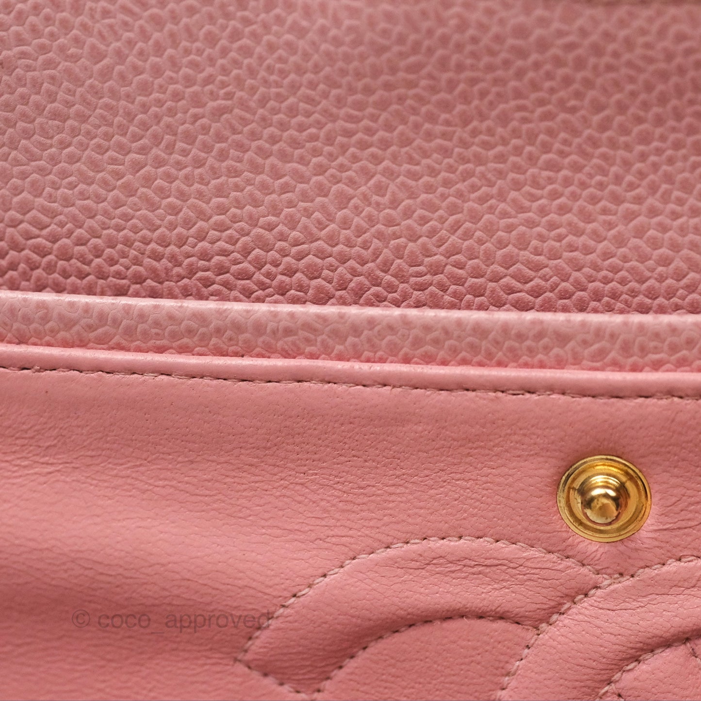 Chanel Vintage Classic M/L Medium Flap Quilted Sakura Pink Caviar 24K Gold Hardware
