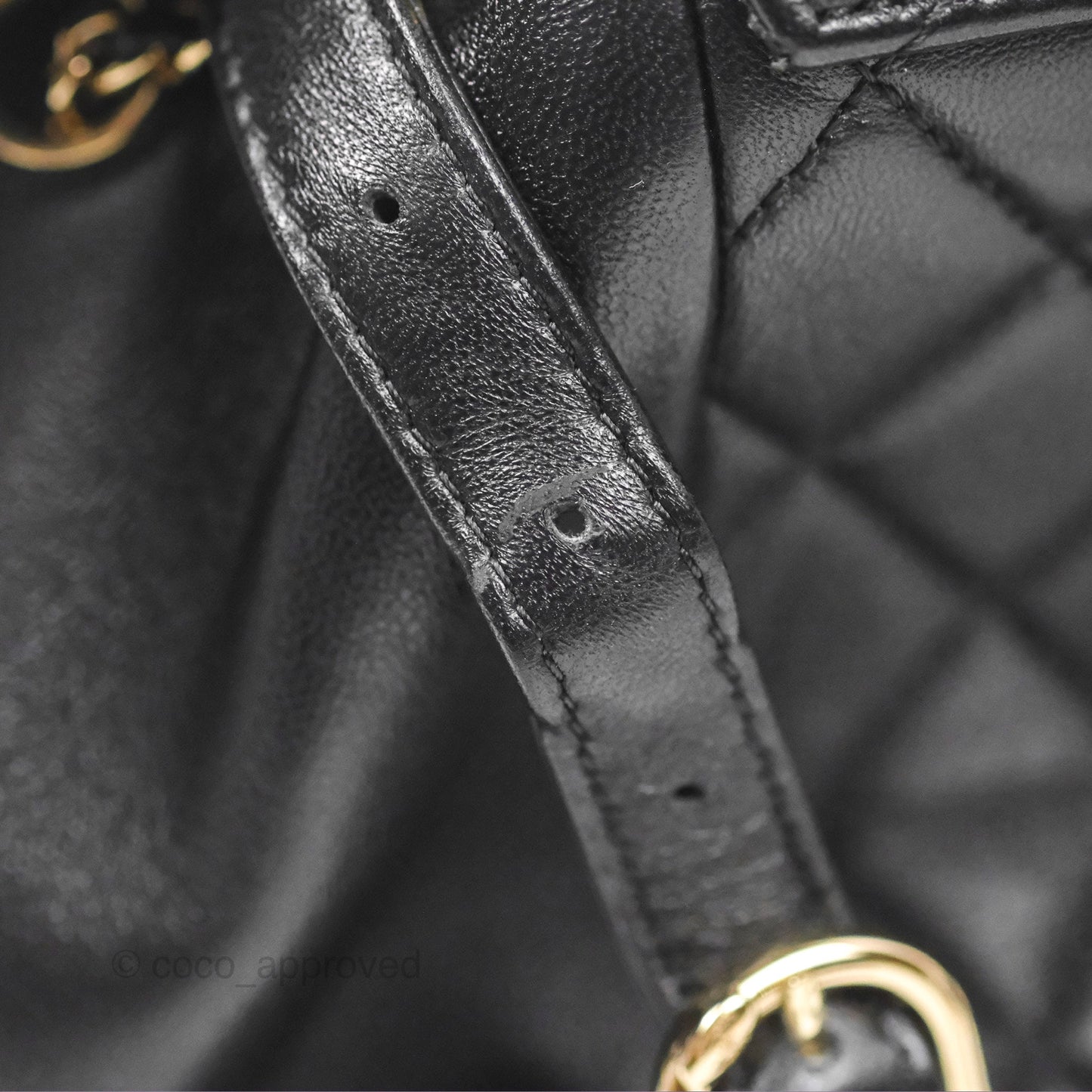 Chanel Quilted Small Duma Drawstring Backpack Black Lambskin Gold Hardware