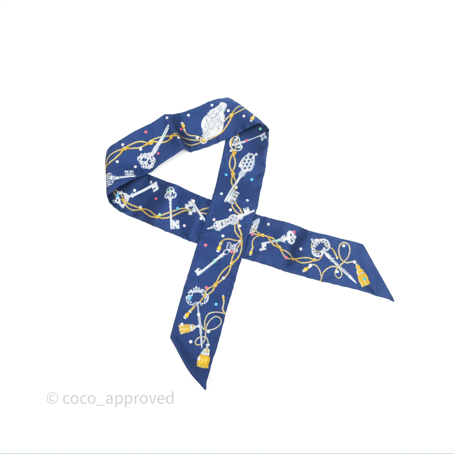 Hermès Silk Les Cles a Pois Twilly