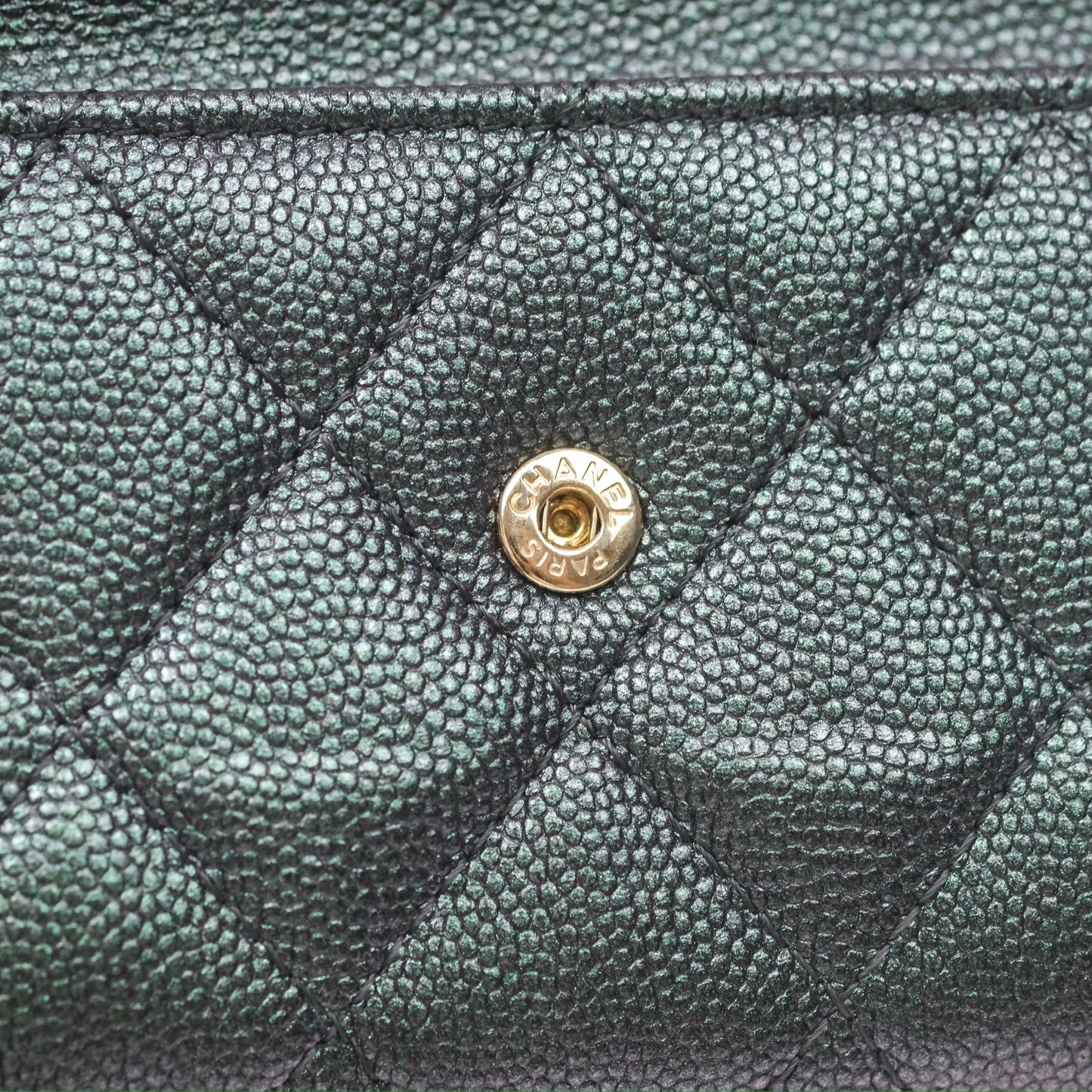 Chanel Quilted White CC Short Wallet Iridescent Green Purple Gold Hardware