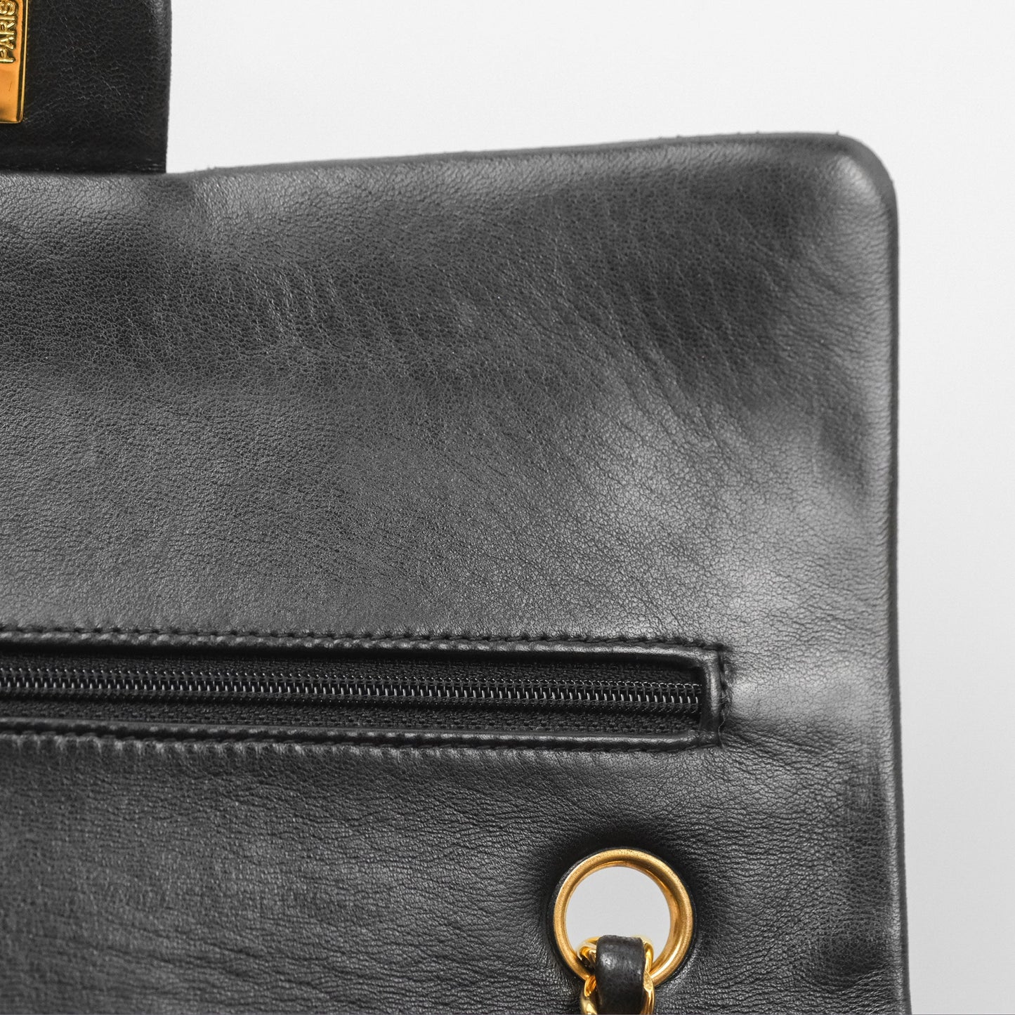 Chanel Vintage Classic Medium Flap Black Lambskin 24K Gold Hardware