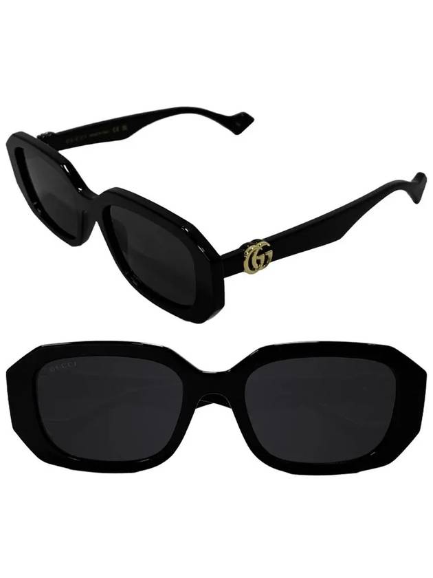 Luxury Gucci Trending 2025 Eyewear Double G Geometric Frame Sunglasses Black