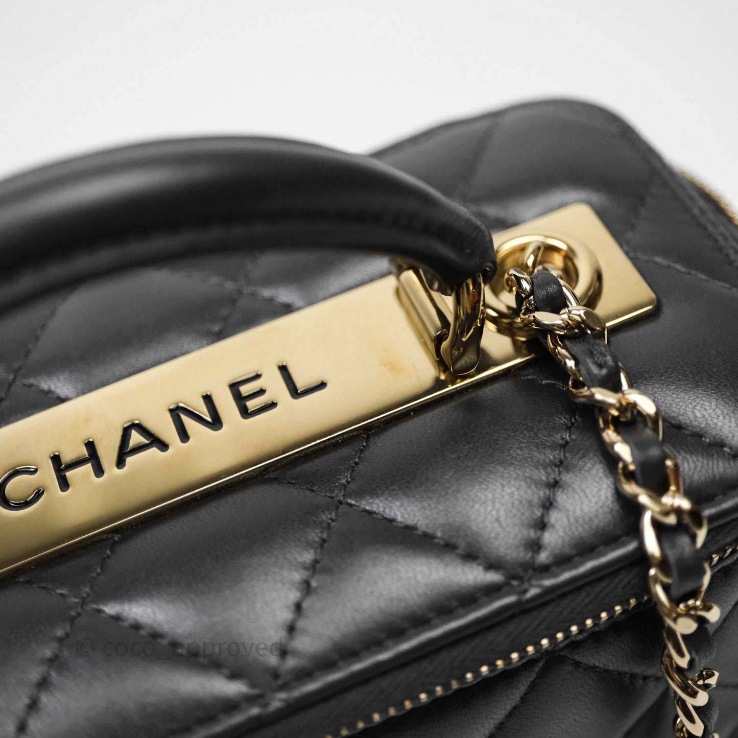 Chanel Trendy CC Vanity Rectangular Top Handle Dark Grey Lambskin Gold Hardware