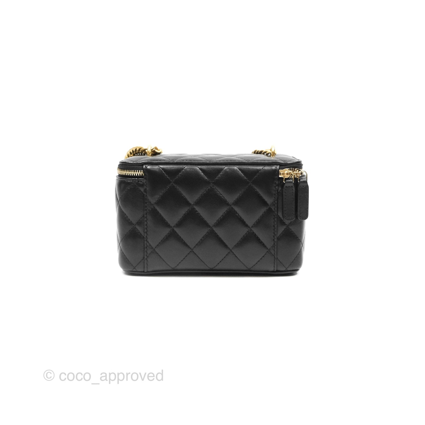Chanel All Slide Vanity with Adjustable Chain Black Lambskin Aged Gold Hardware
