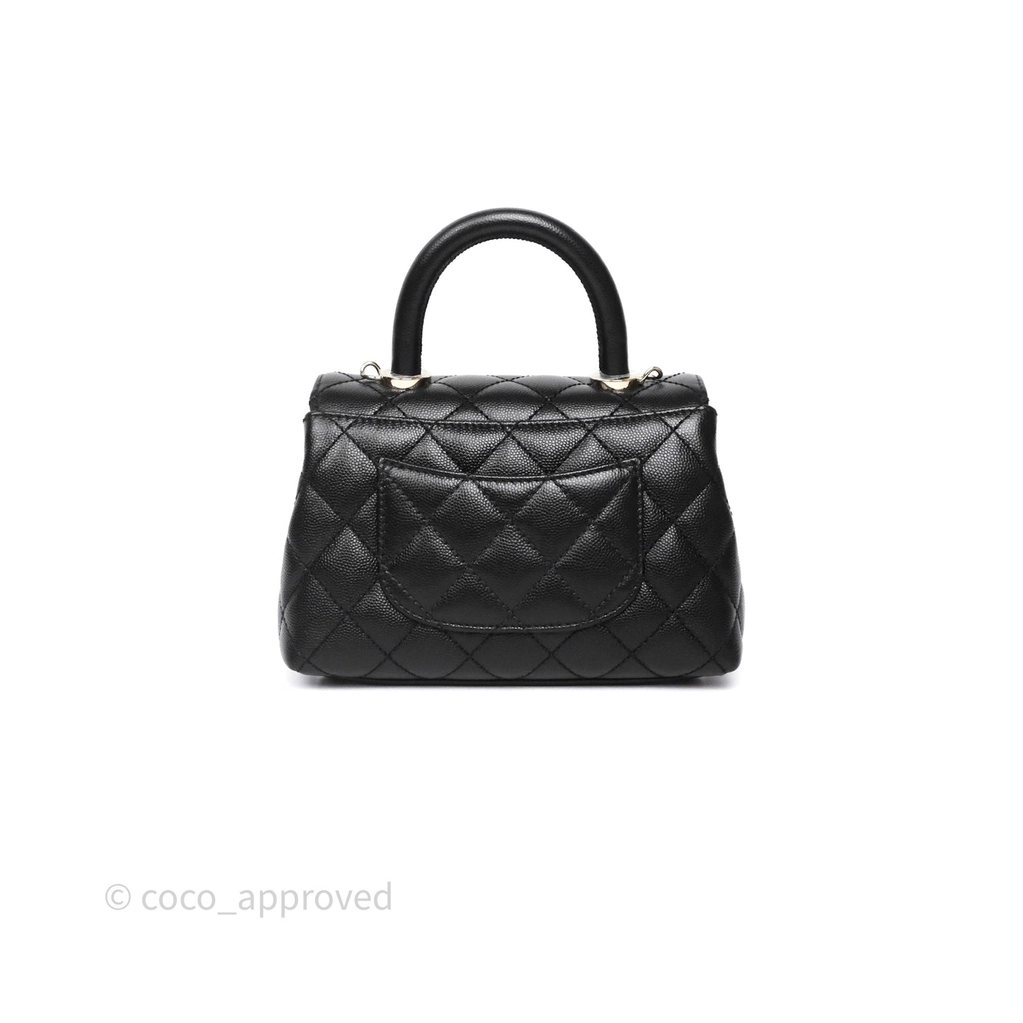 Chanel Mini Coco Handle Quilted Black Caviar Gold Hardware