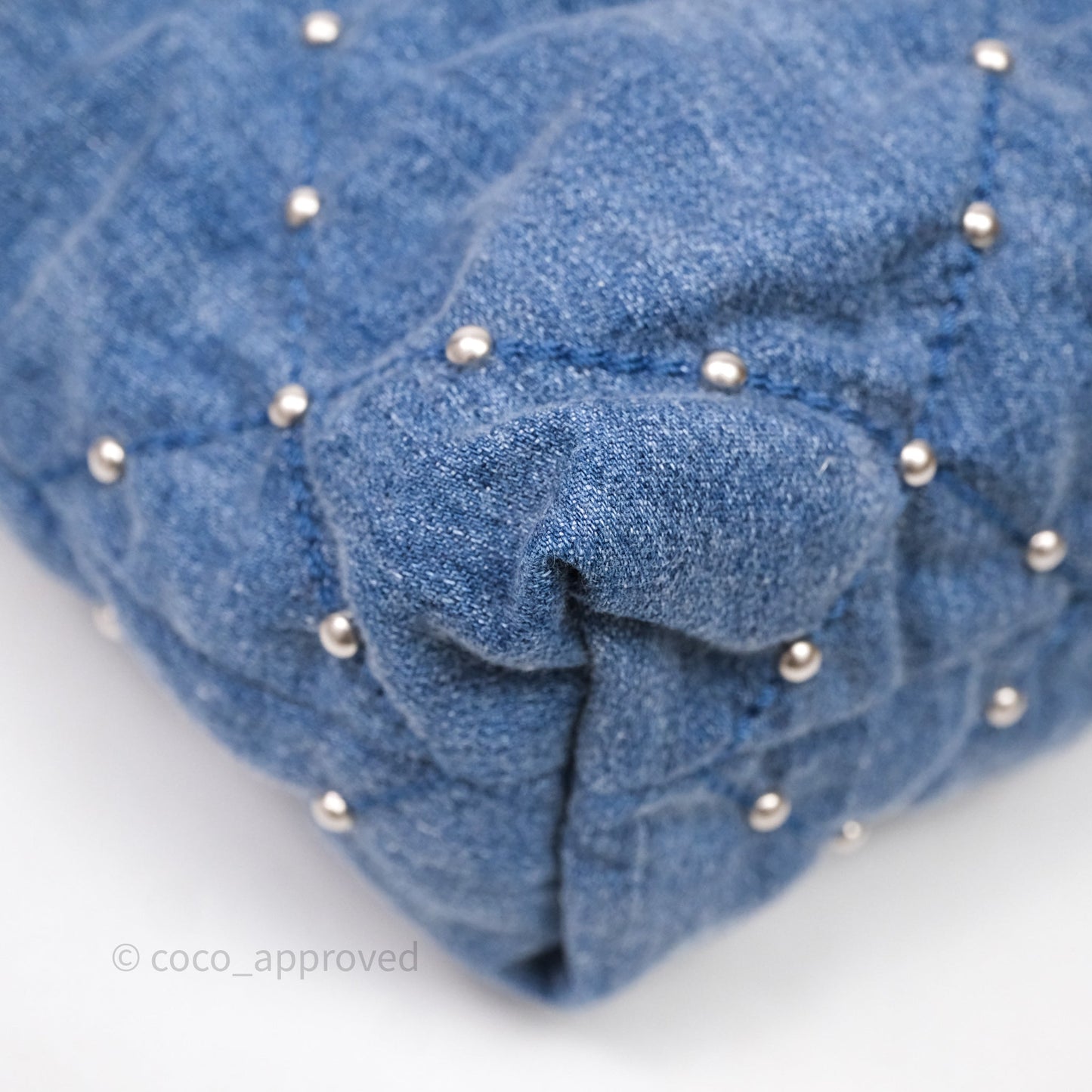 Chanel 22 Small Pearl Studded Denim Silver Hardware