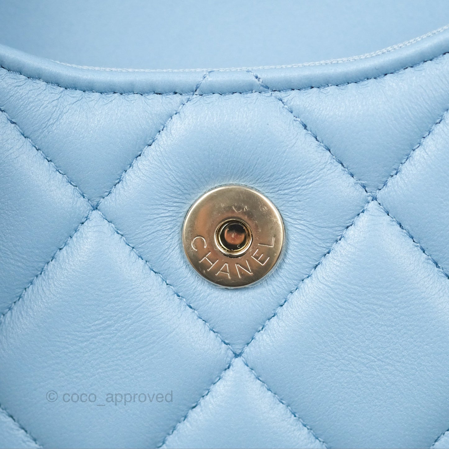 Chanel Mini Clutch With Chain Blue Lambskin Gold Hardware