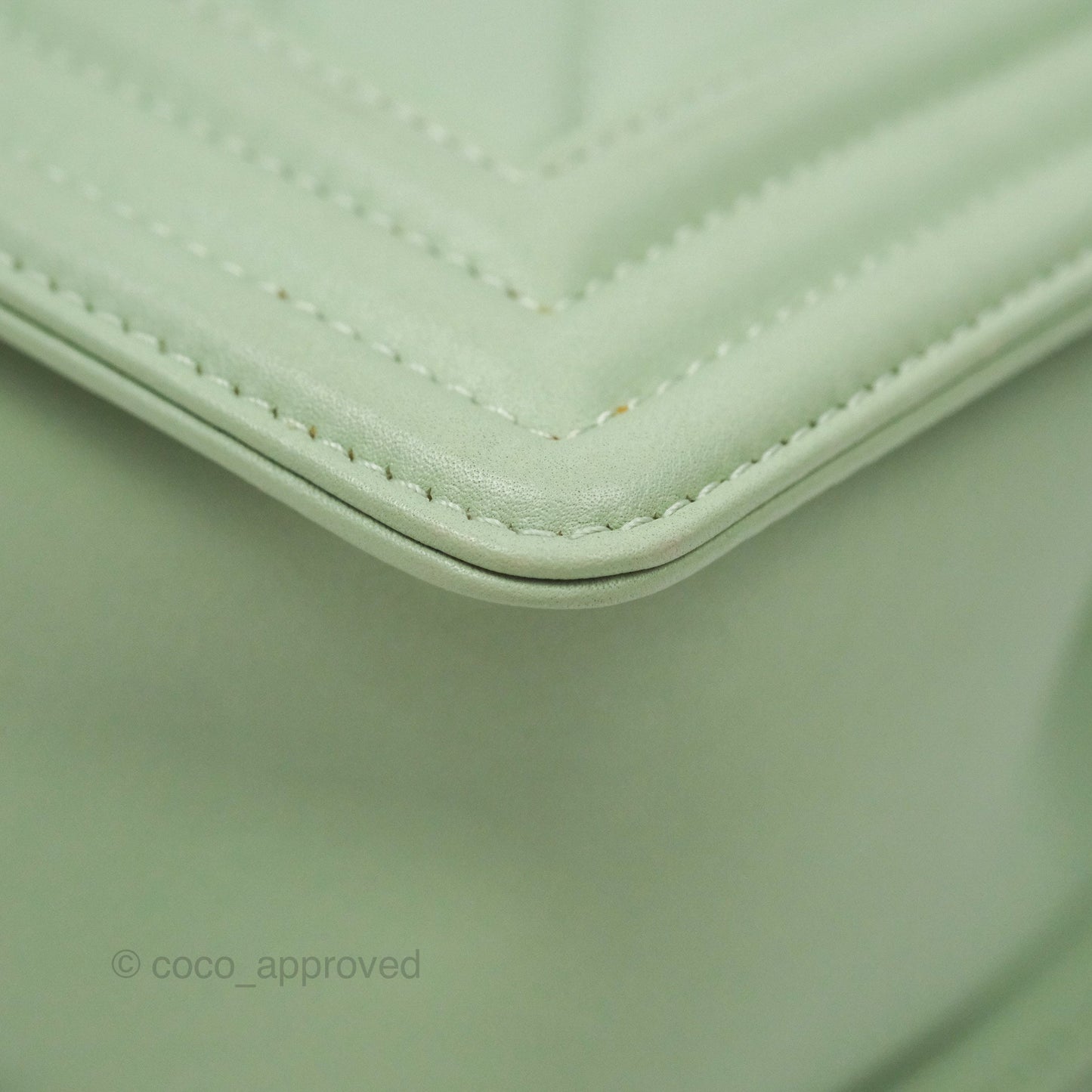 Chanel Medium Chevron Boy Mint Green Calfskin Silver Hardware