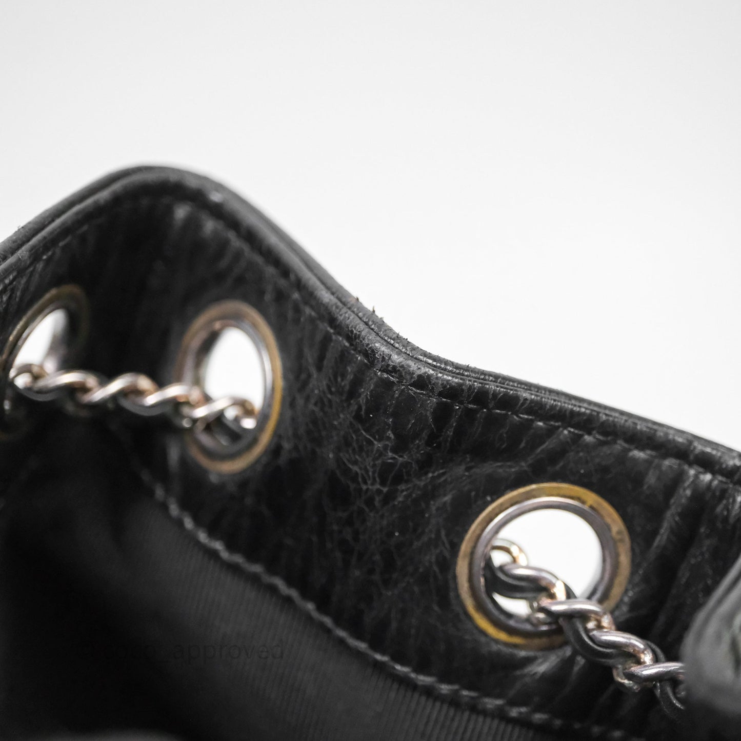 Chanel Vintage CC Drawstring Bag Black Calfskin Silver Hardware