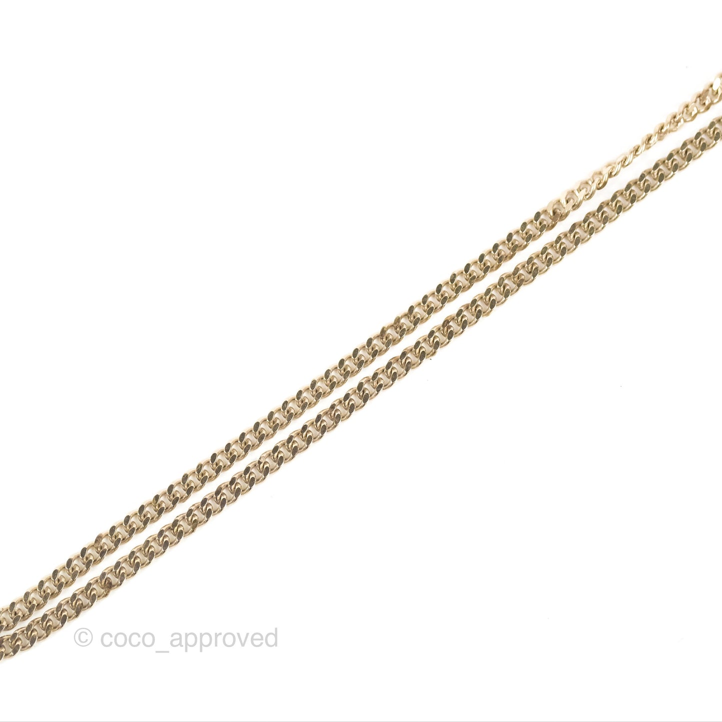 Chanel CC Pearl Chain Long Necklace Gold Tone 16B