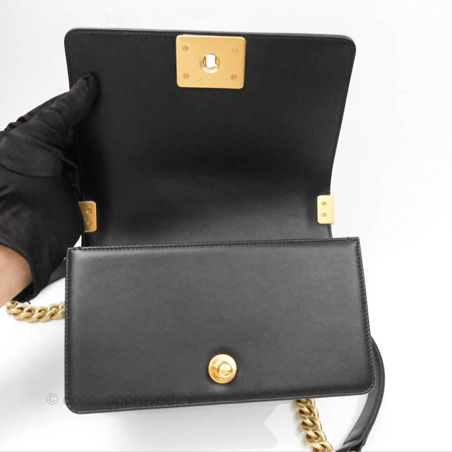 Chanel Small Boy Black Calfskin Gold Hardware