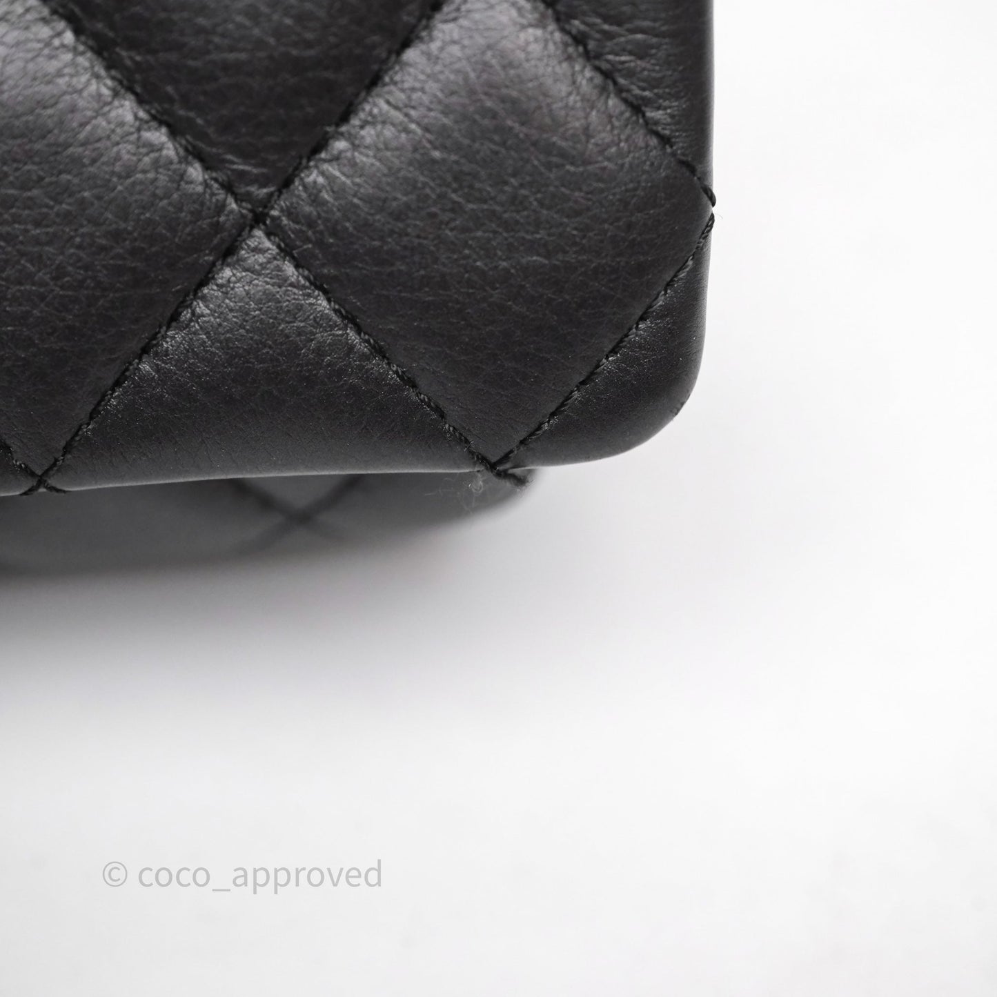 Chanel Quilted Handle Flap Bag Black Calfskin Aged Gold Hardware