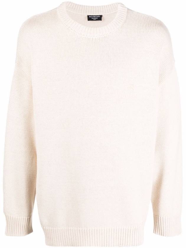 Luxury Balenciaga Cotton Polyester Knit Top Ivory