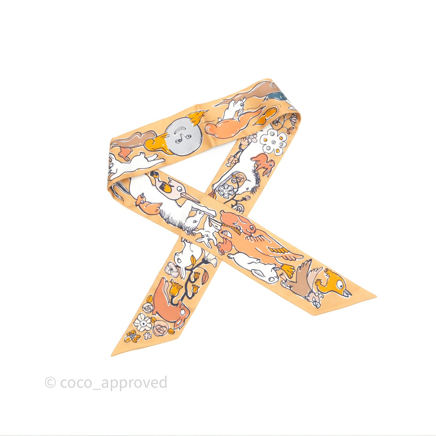 Hermès Mille et Un Lapins Silk Twilly
