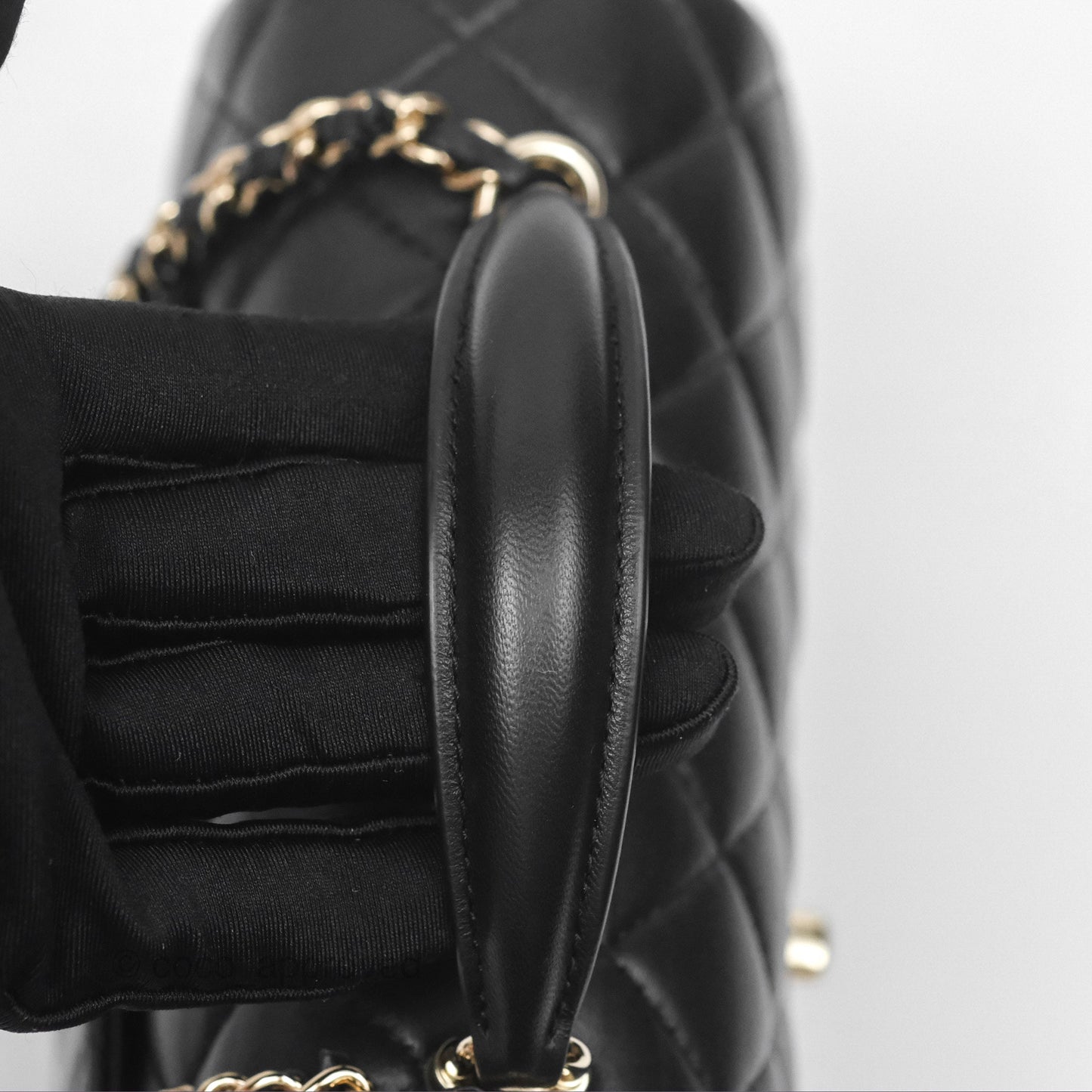 Chanel Top Handle Mini Rectangular Flap Bag Black Lambskin Gold Hardware