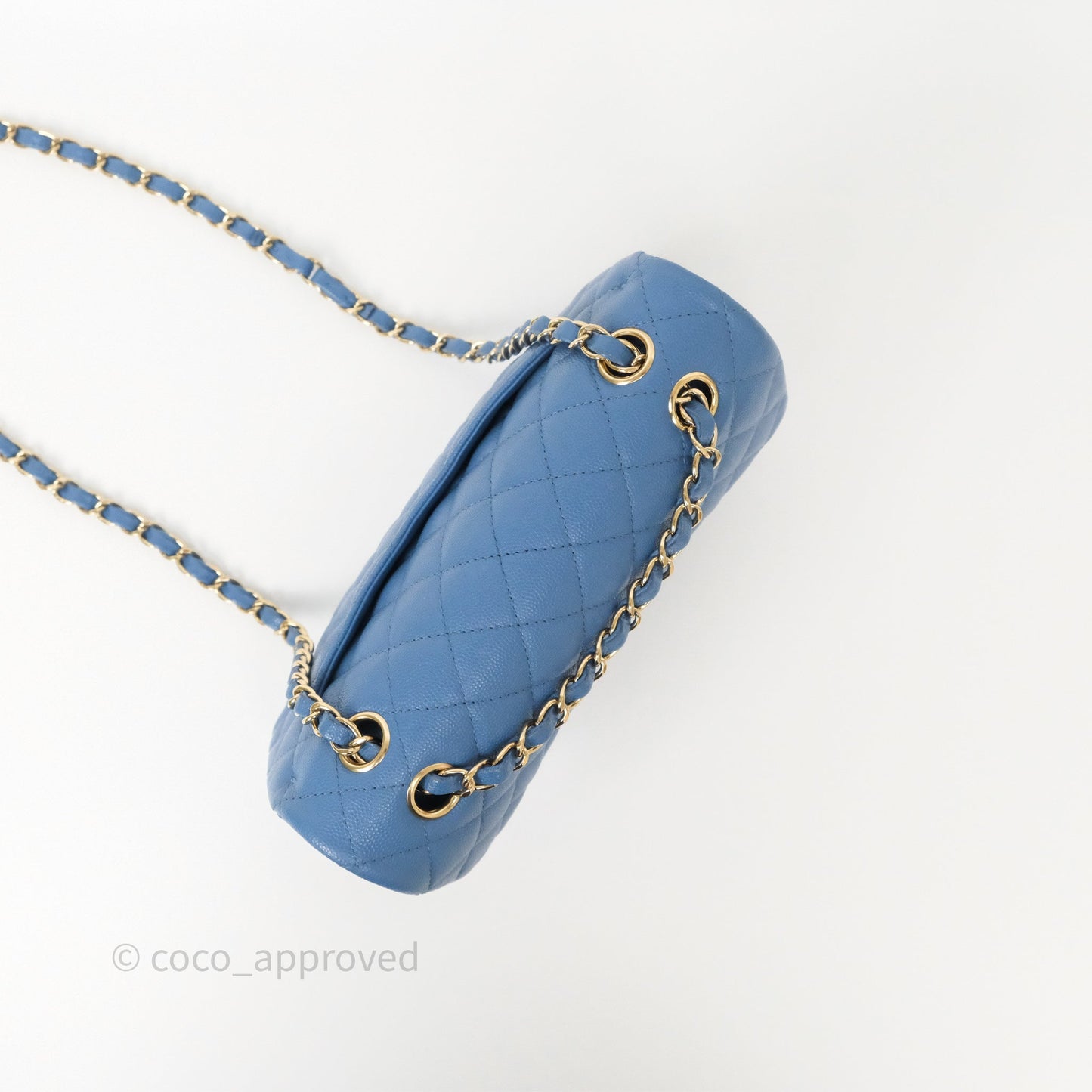 Chanel Small Classic Quilted Flap Blue Caviar Gold Hardware