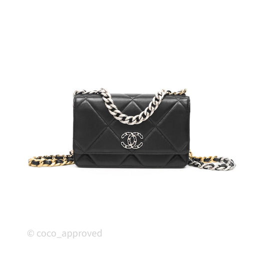 Chanel 19 Wallet on Chain WOC Black Mixed Hardware
