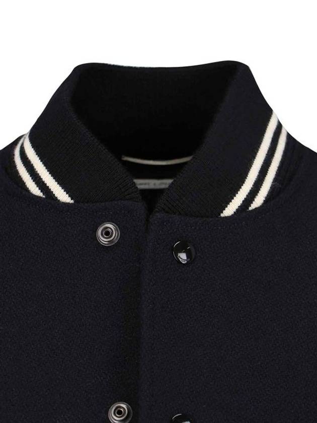 Luxury Saint Laurent Teddy Bomber Jacket in Wool Black White