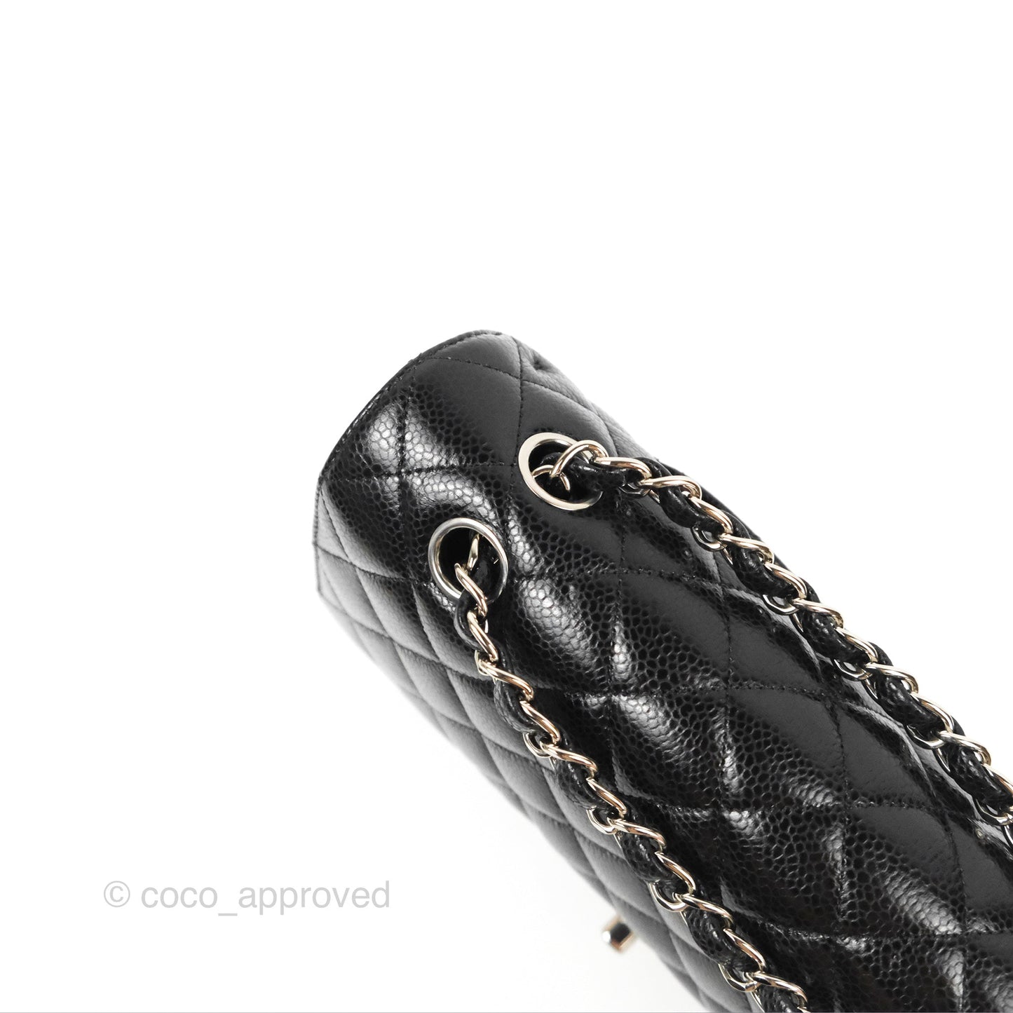 Chanel Classic M/L Medium Flap Quilted Black Caviar Silver Hardware