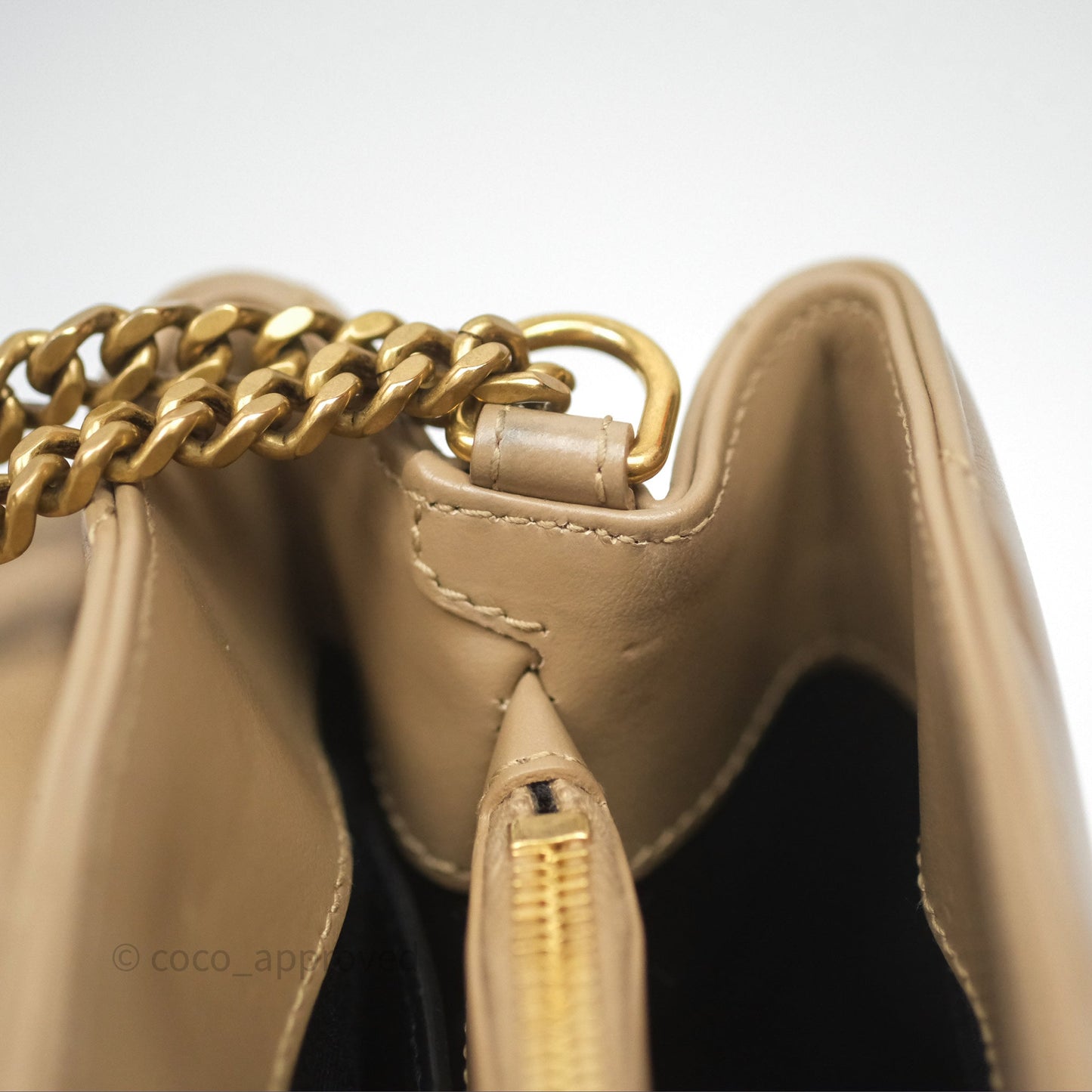Saint Laurent Loulou Small Flap Bag Beige Gold Hardware
