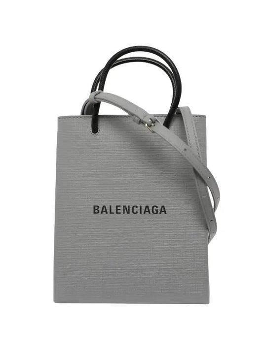 Luxury Balenciaga Logo Top Handle Tote Bag Grey