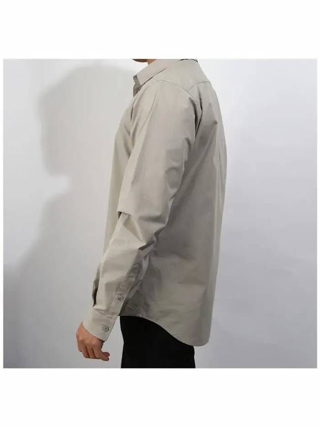 Luxury Balenciaga Embroidered Logo Long Sleeve Shirt Beige