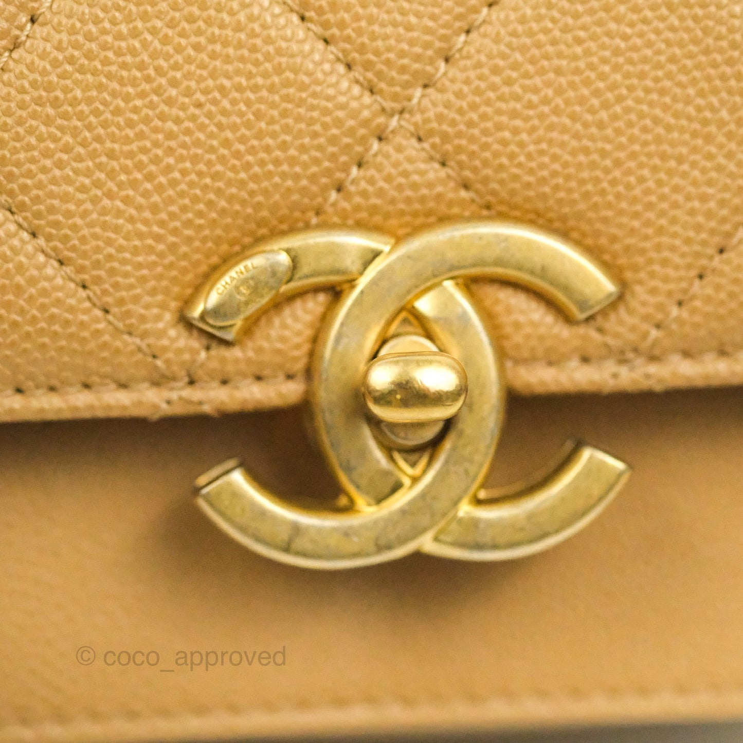 Chanel Mini Messenger Bag Beige Caviar Gold Hardware 21K