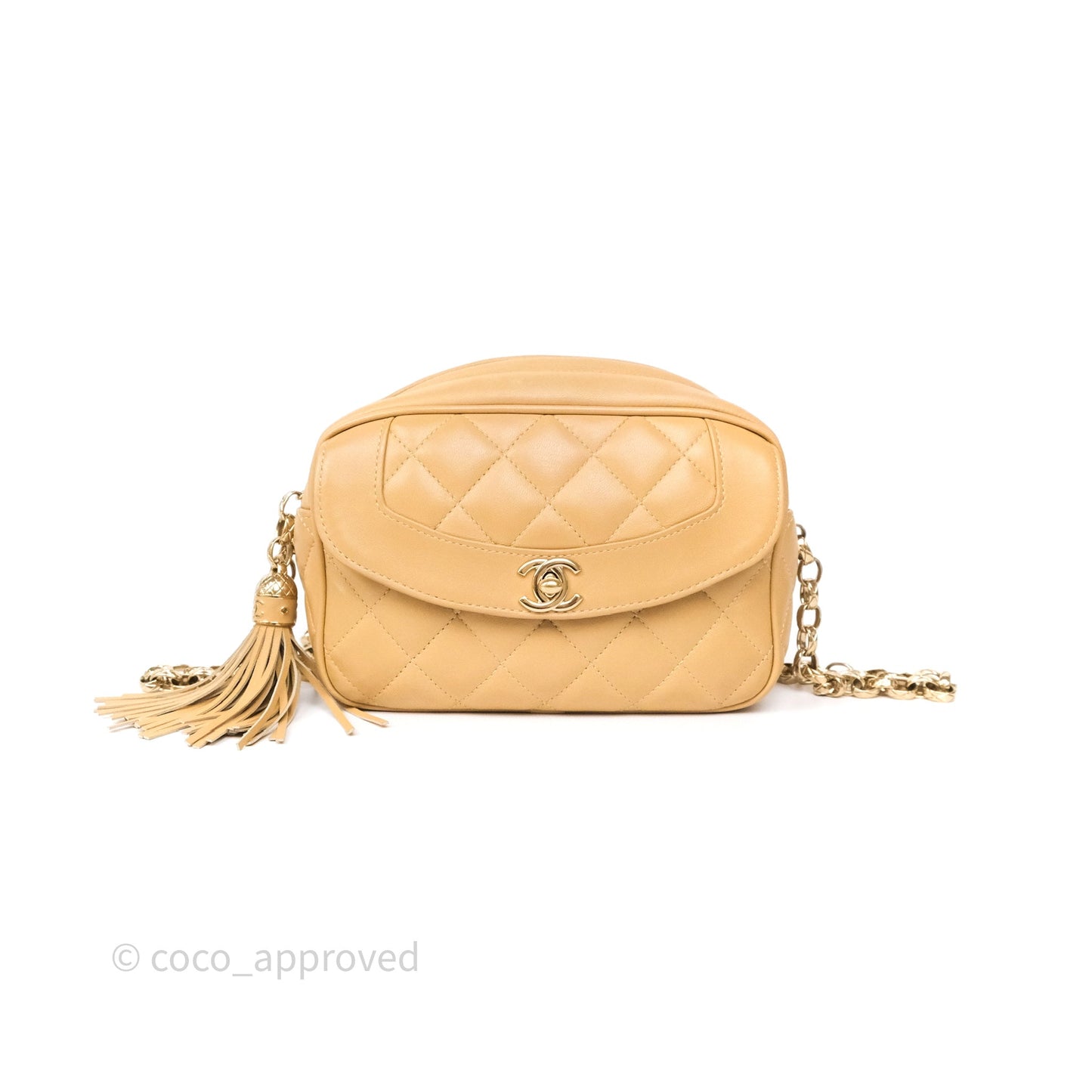 Chanel Coco Vintage Camera Case Beige Calfskin Gold Hardware