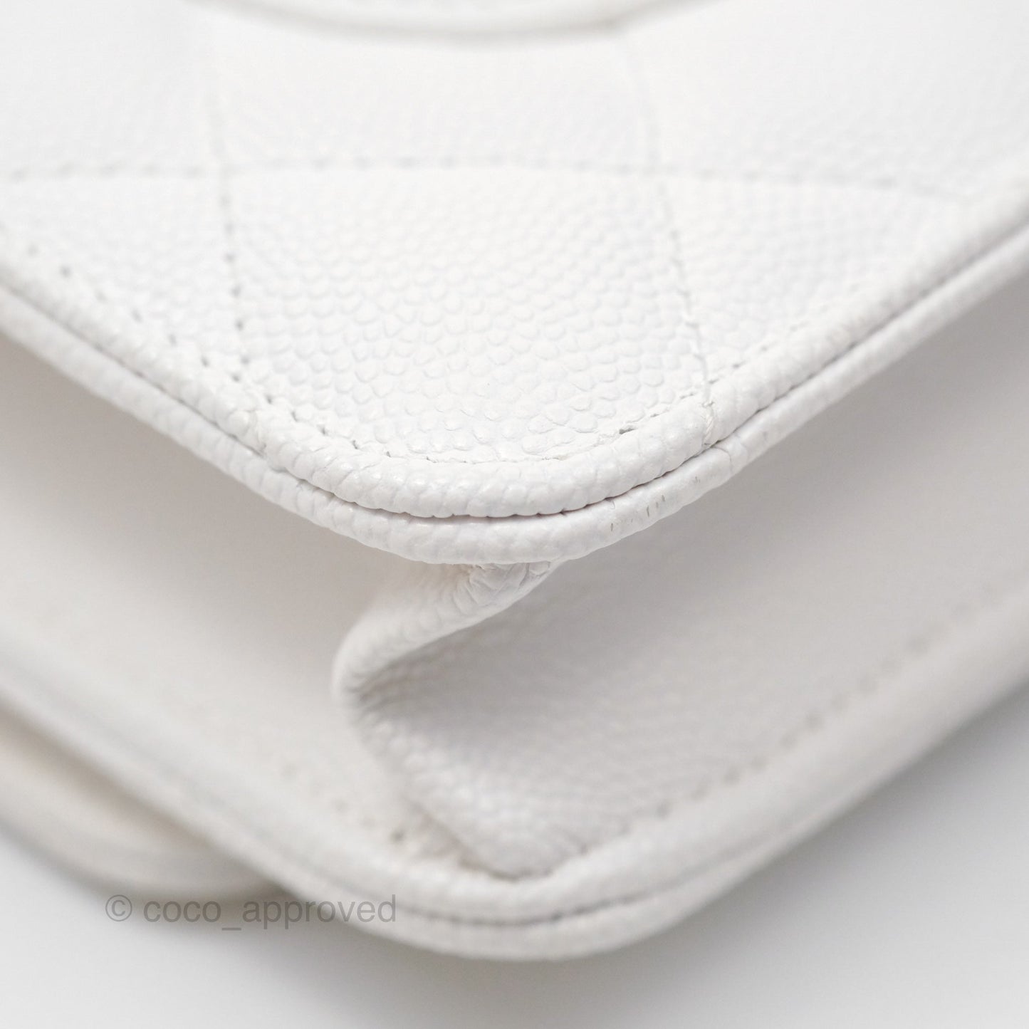 Chanel Quilted Classic Wallet on Chain WOC White Caviar Gold Hardware