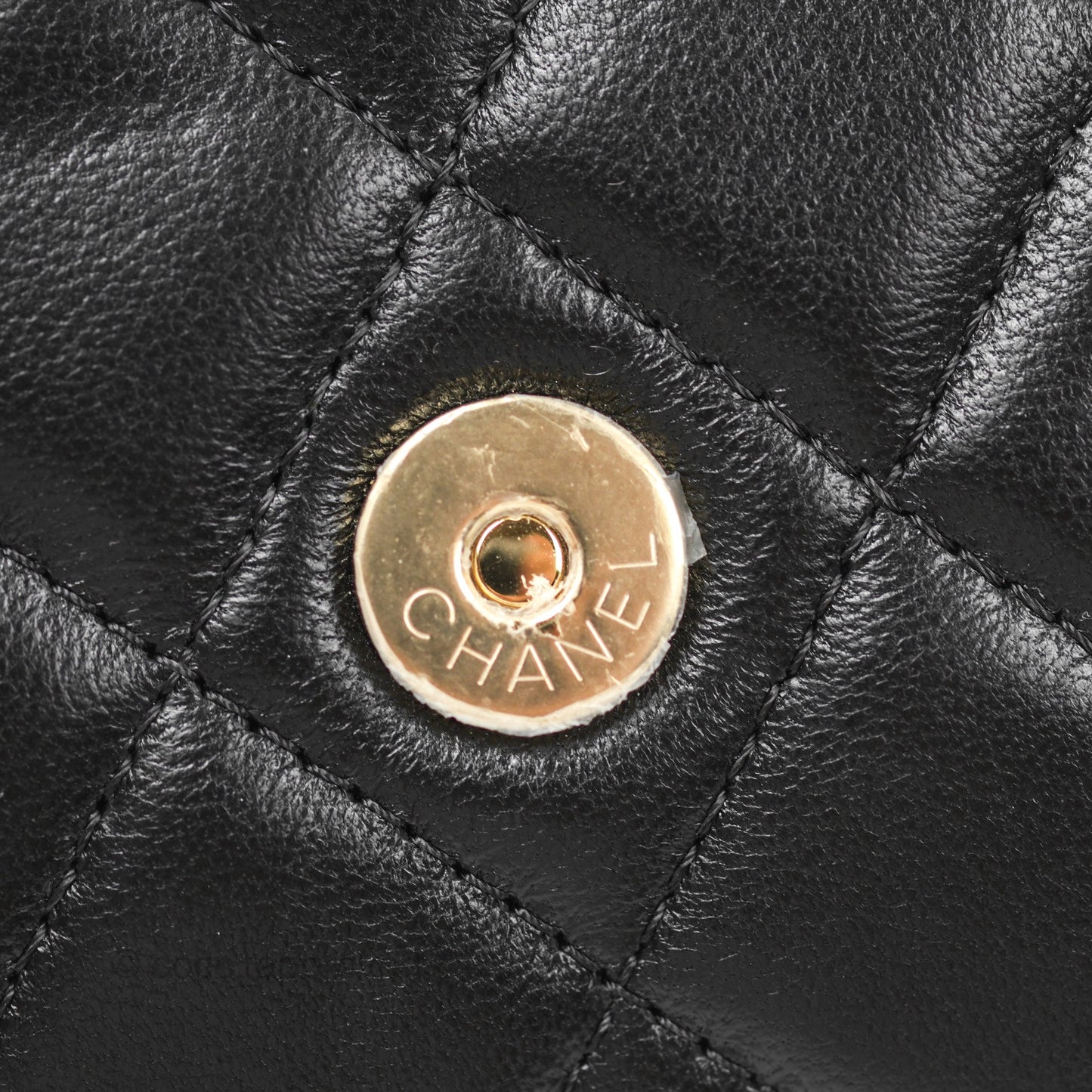 Chanel Mini Handle Clutch With Chain Black Lambskin Gold Hardware