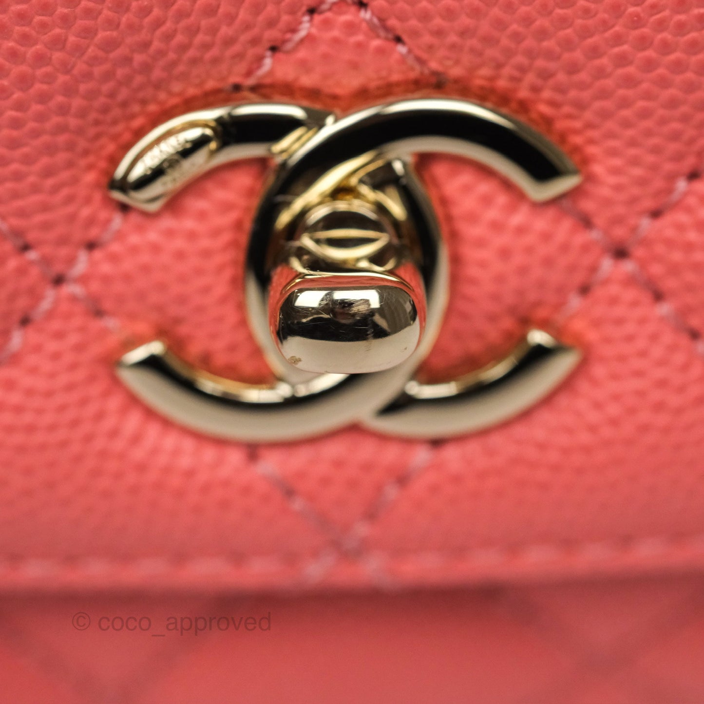 Chanel Mini Coco Handle Quilted Pink Caviar Gold Hardware