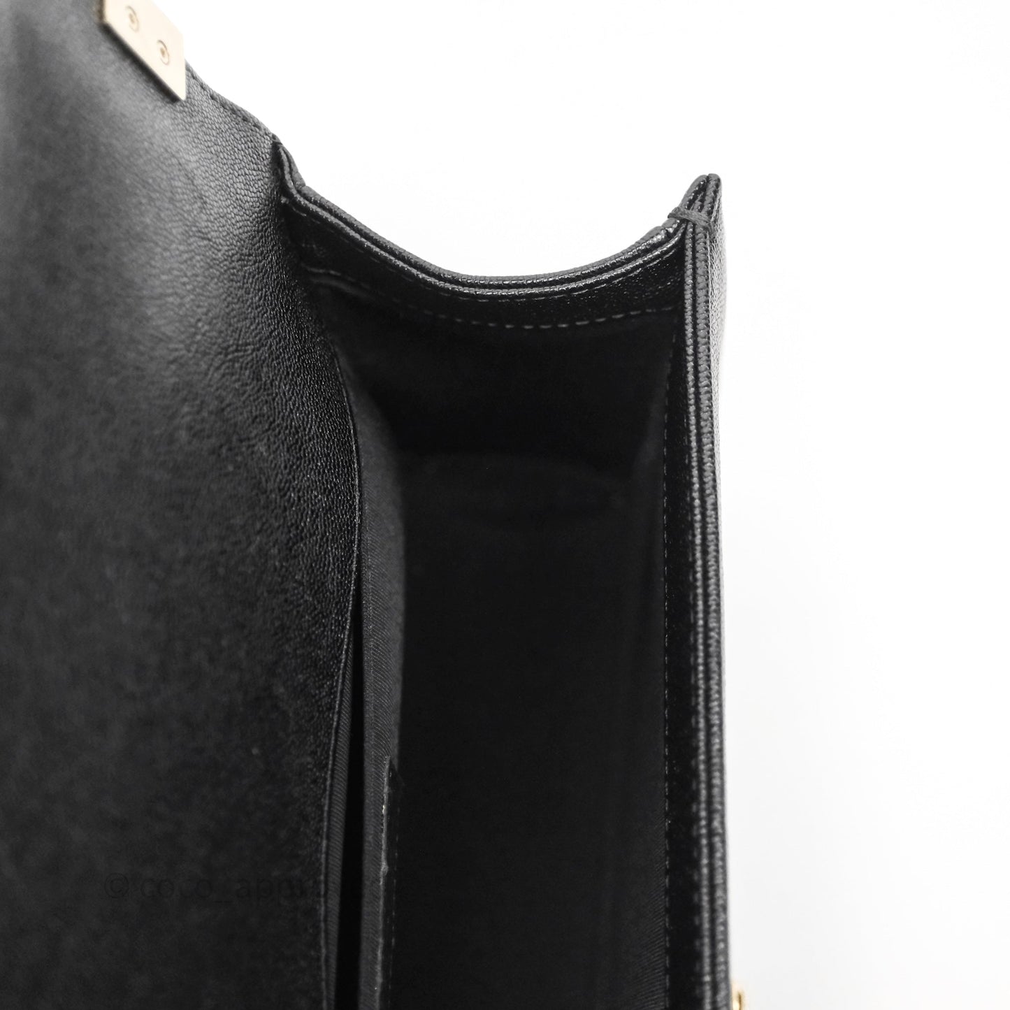 Chanel Medium Boy Chevron Black Caviar Light Gold Hardware