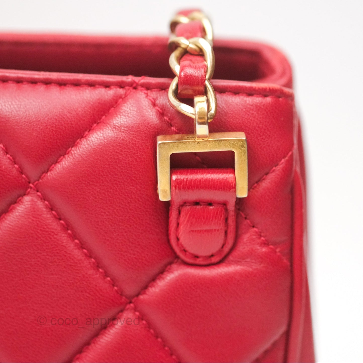 Chanel Tote Bag Red Lambskin Aged Gold Hardware
