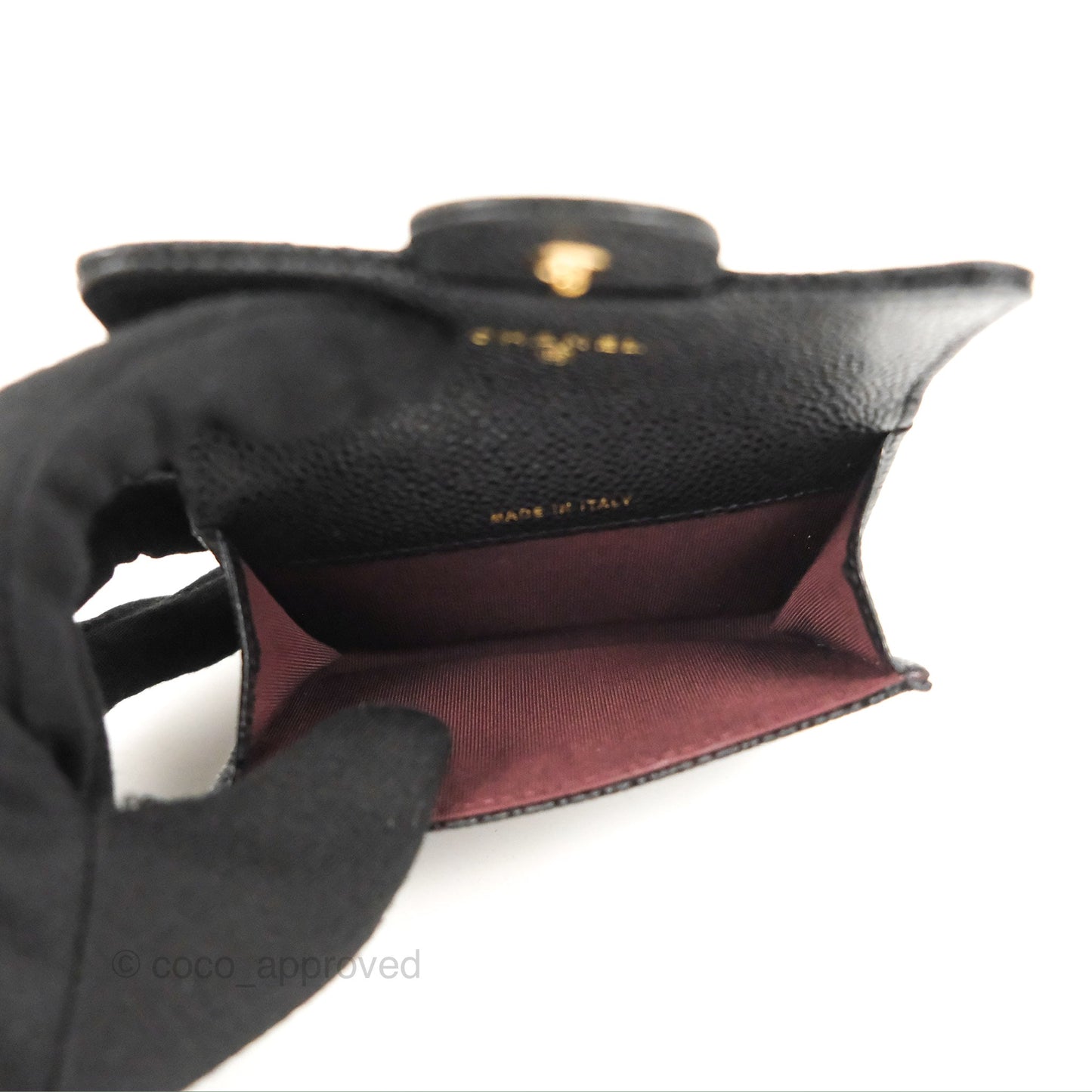 Chanel Classic Quilted Flap Card Holder Black Caviar Gold Hardware