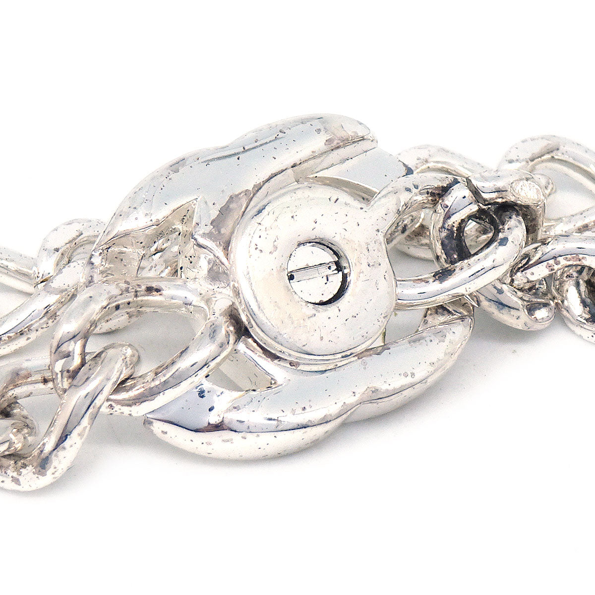 Luxury Chanel 1997 CC Turnlock Silver Chain Pendant Necklace 97P