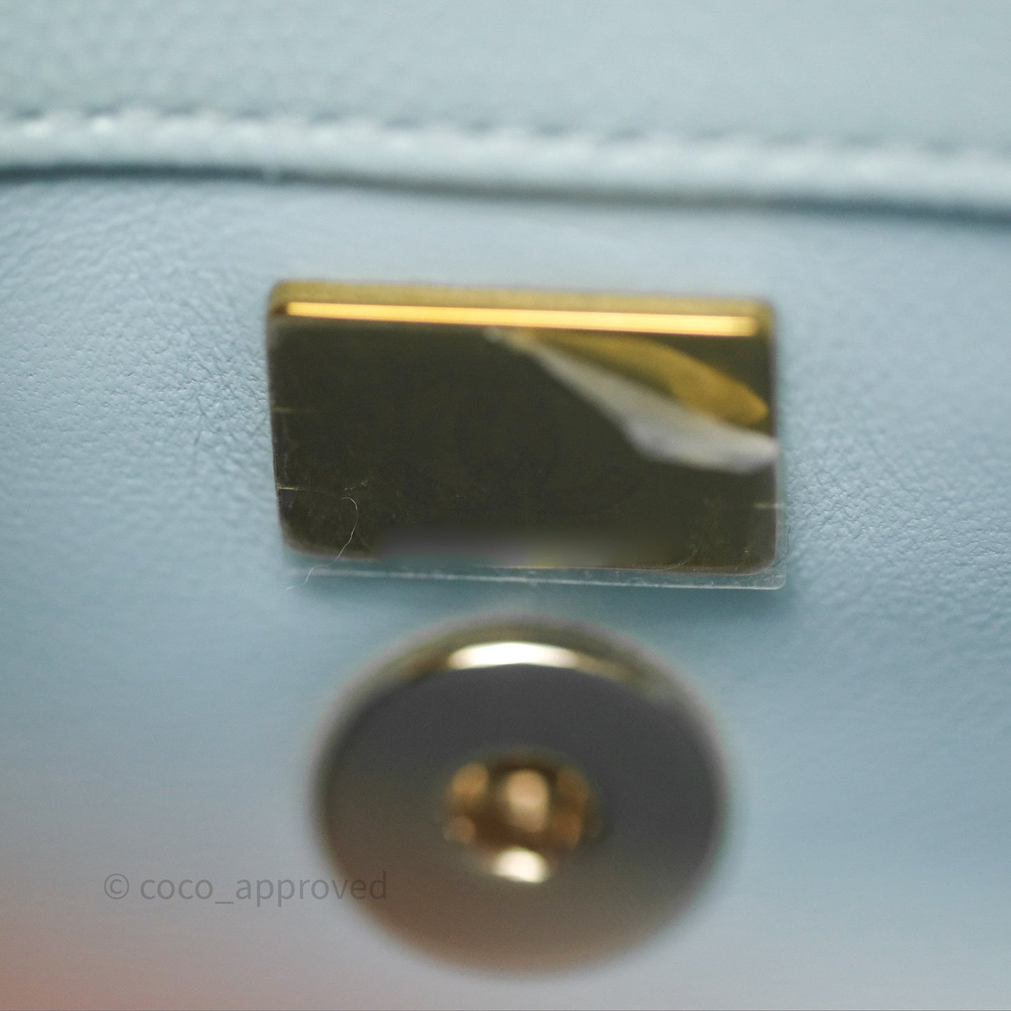 Chanel Small Coco Handle Quilted Light Blue Caviar Gold Hardware