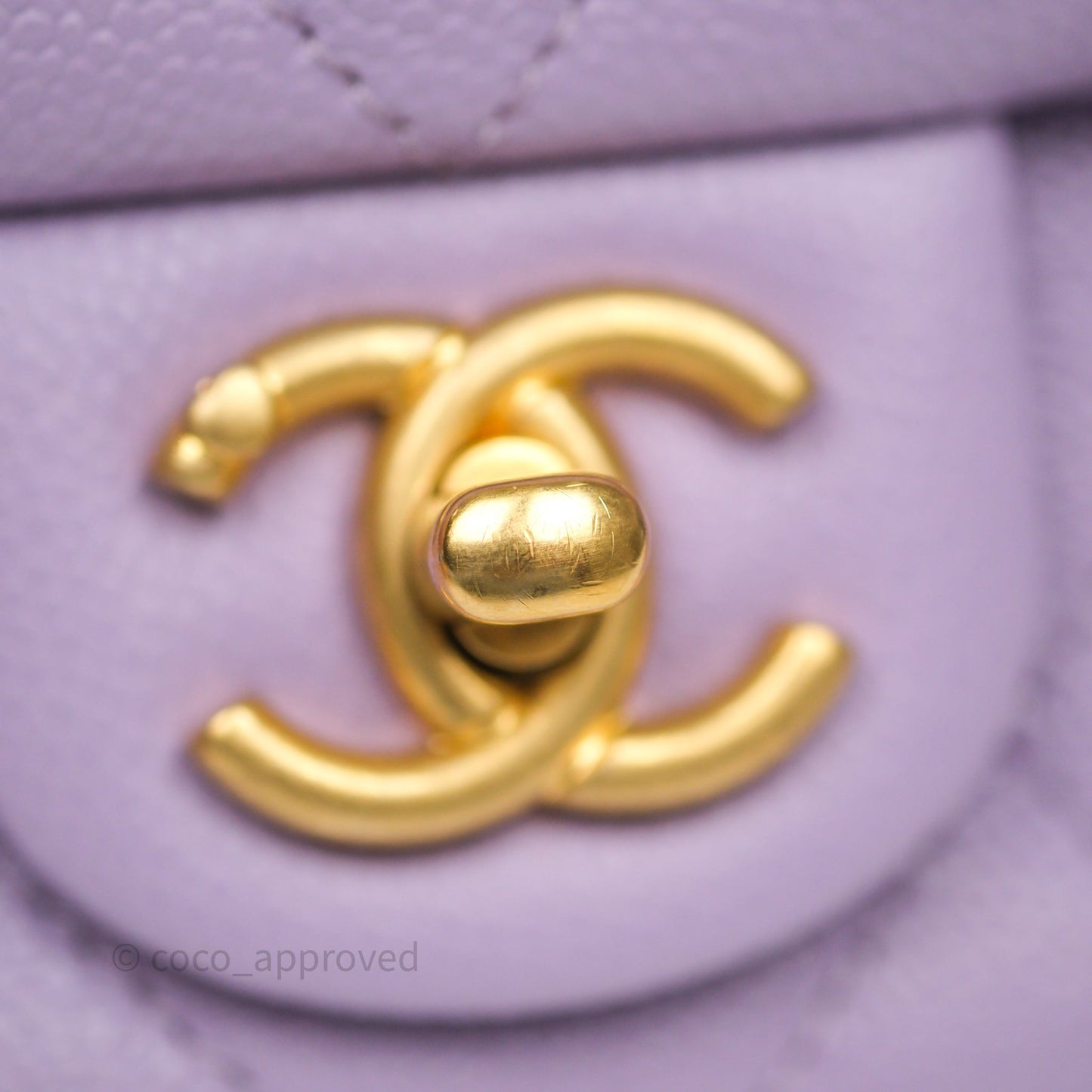 Chanel Heart Crush Mini Flap Bag Lilac Purple Caviar Aged Gold Hardware